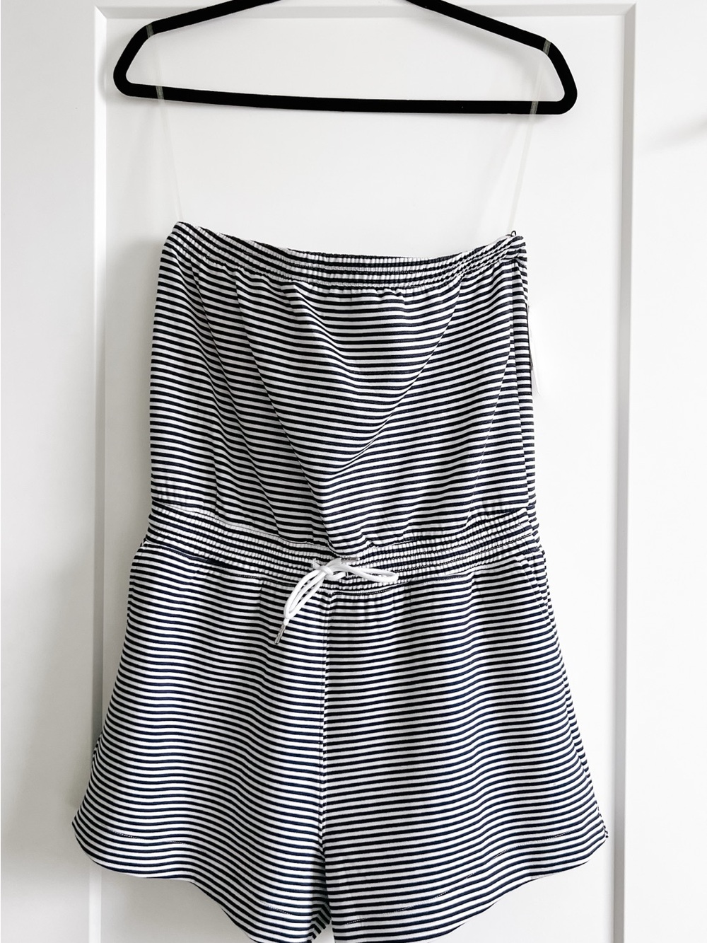 YPB Striped Navy and White Drawstring Waist Women's Romper